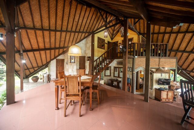 Open living space under the timber roof